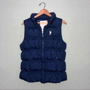 Navy Blue Puffer Zip Up Winter Vest Fall Warm